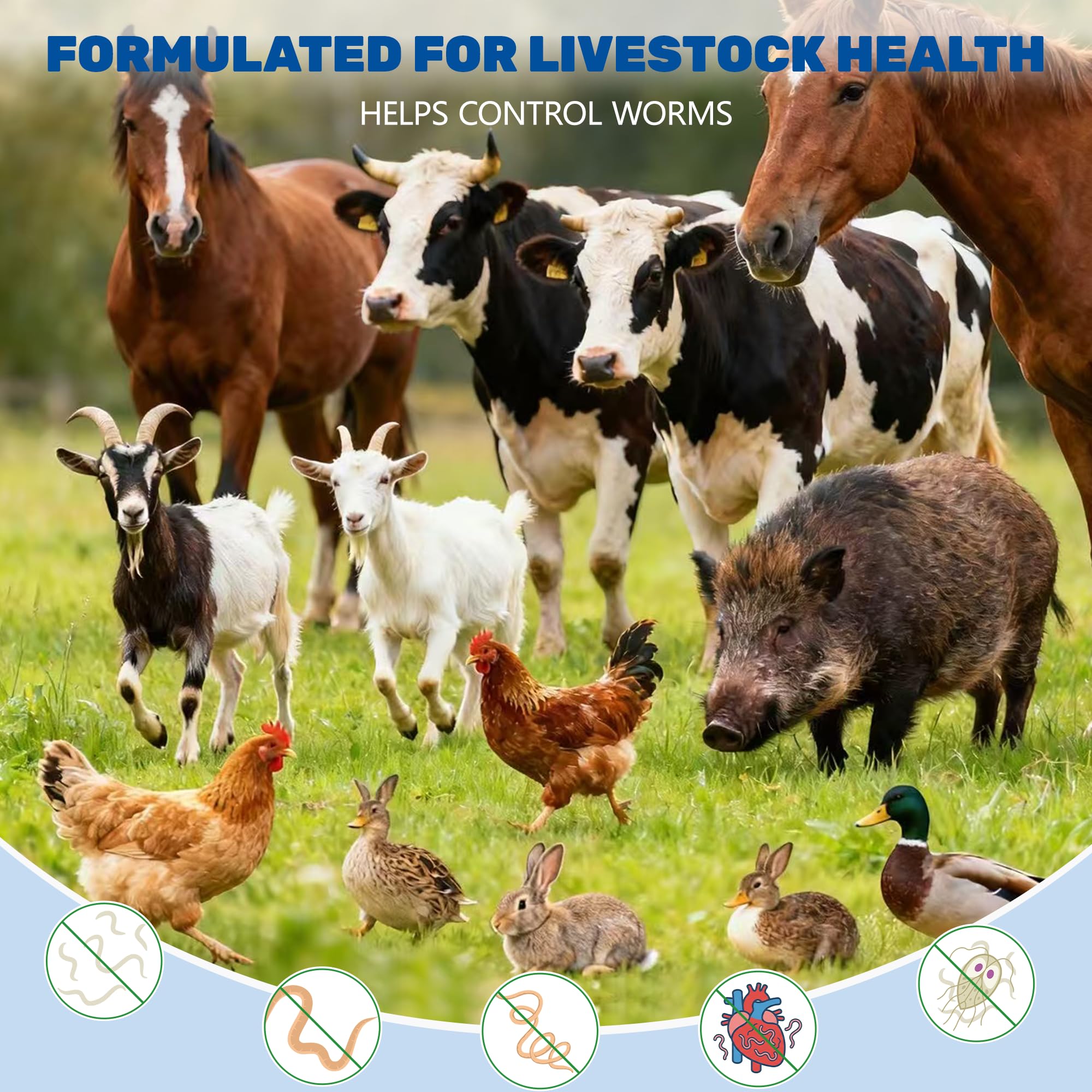 Closeup of Luxekem dewormer liquid suspension for easy dosing.
