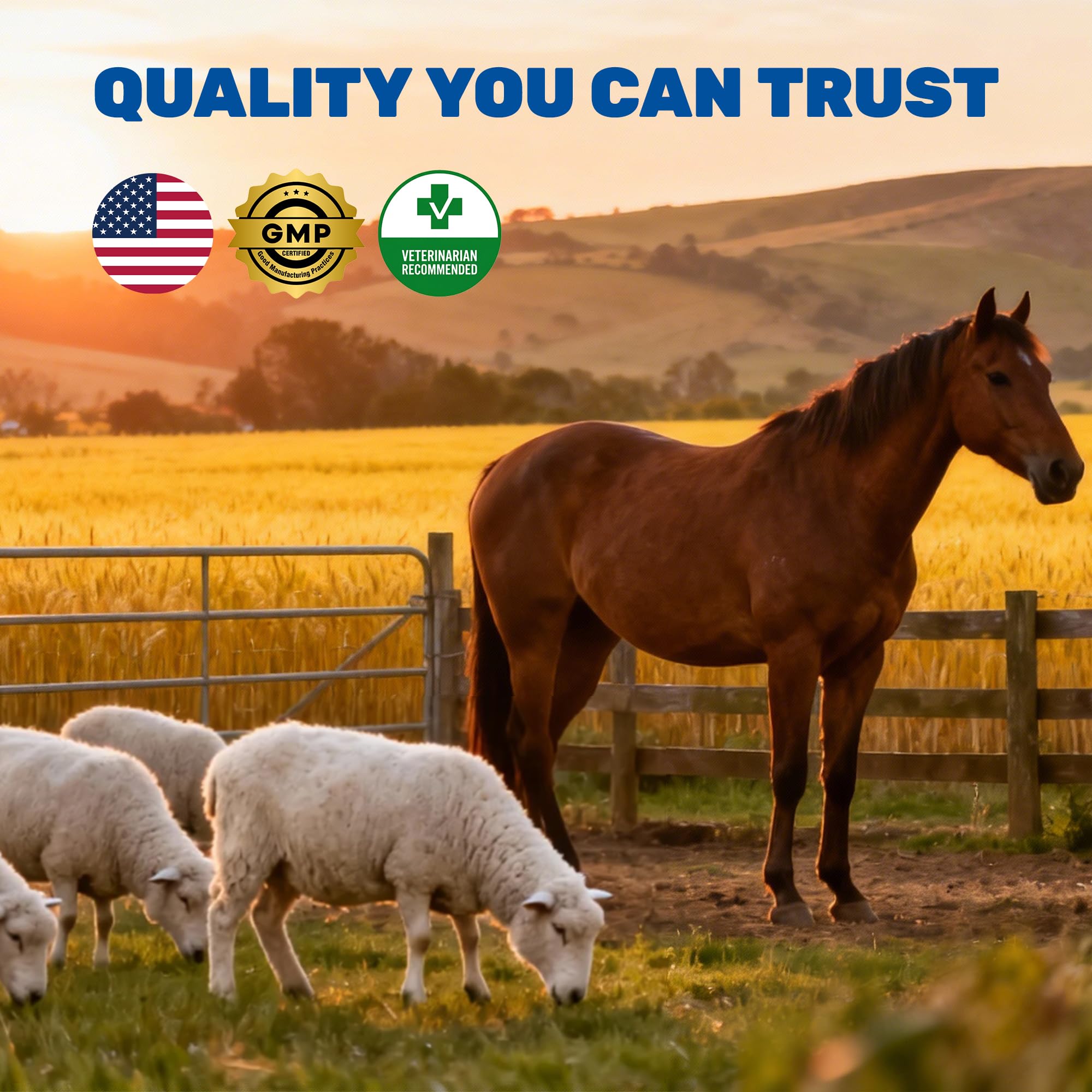 Luxekem dewormer label and cap emphasizing quality standards.