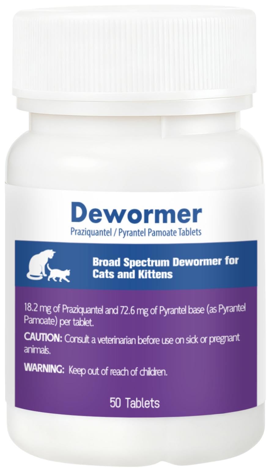 LuxeVib cat dewormer front packaging showing dosing details for easy use.