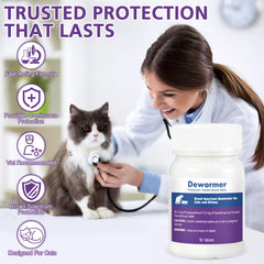 LuxeVib dewormer tablets close-up highlighting active ingredients for clear reference.
