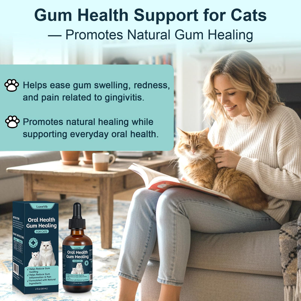 LuxeVib cat-care scene shows easy daily use during grooming.
