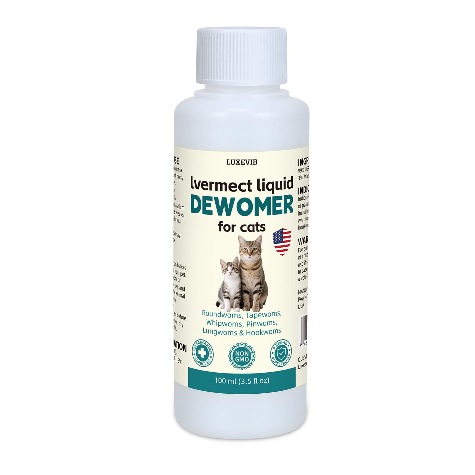 LuxeVib Dewormer cat care scenario shows owner administering the formula