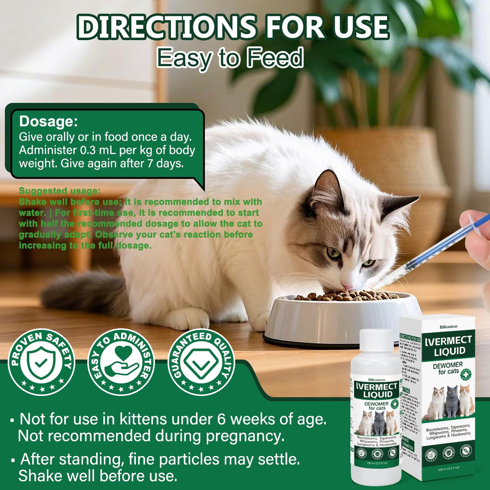 Owner monitors cat health while giving LuxeVib Dewormer.