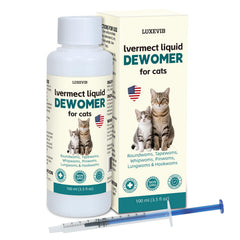 LuxeVib Dewormer liquid bottle for cats supports digestive balance and easy daily use