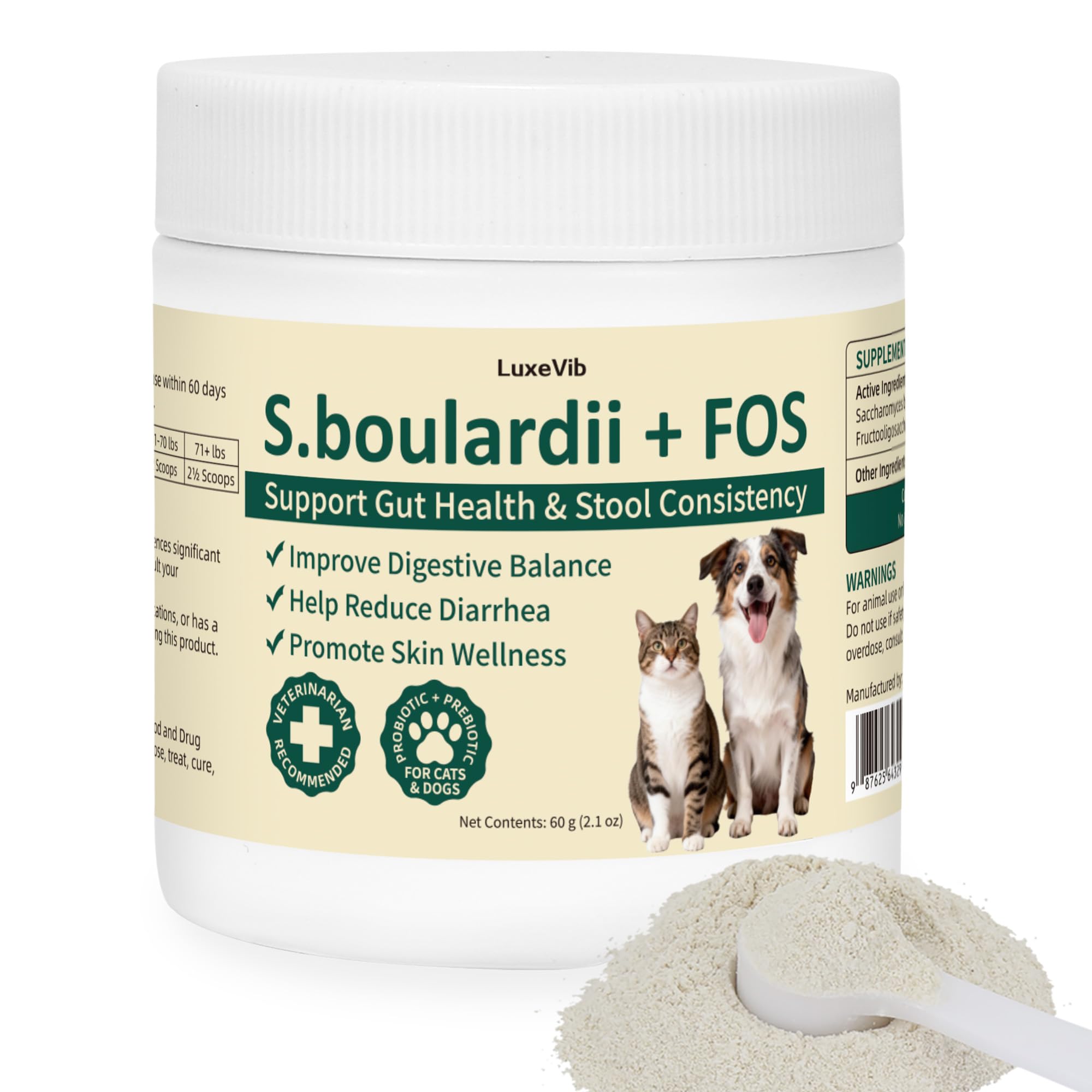 Coat and skin benefits suggested by balanced digestion with LuxeVib