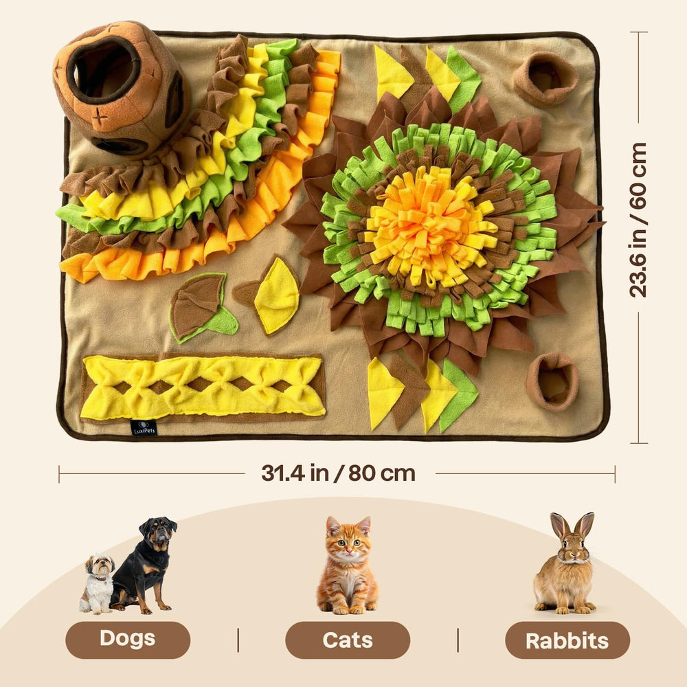 LuxiPets multicolor mat adds visual appeal while hiding treats.
