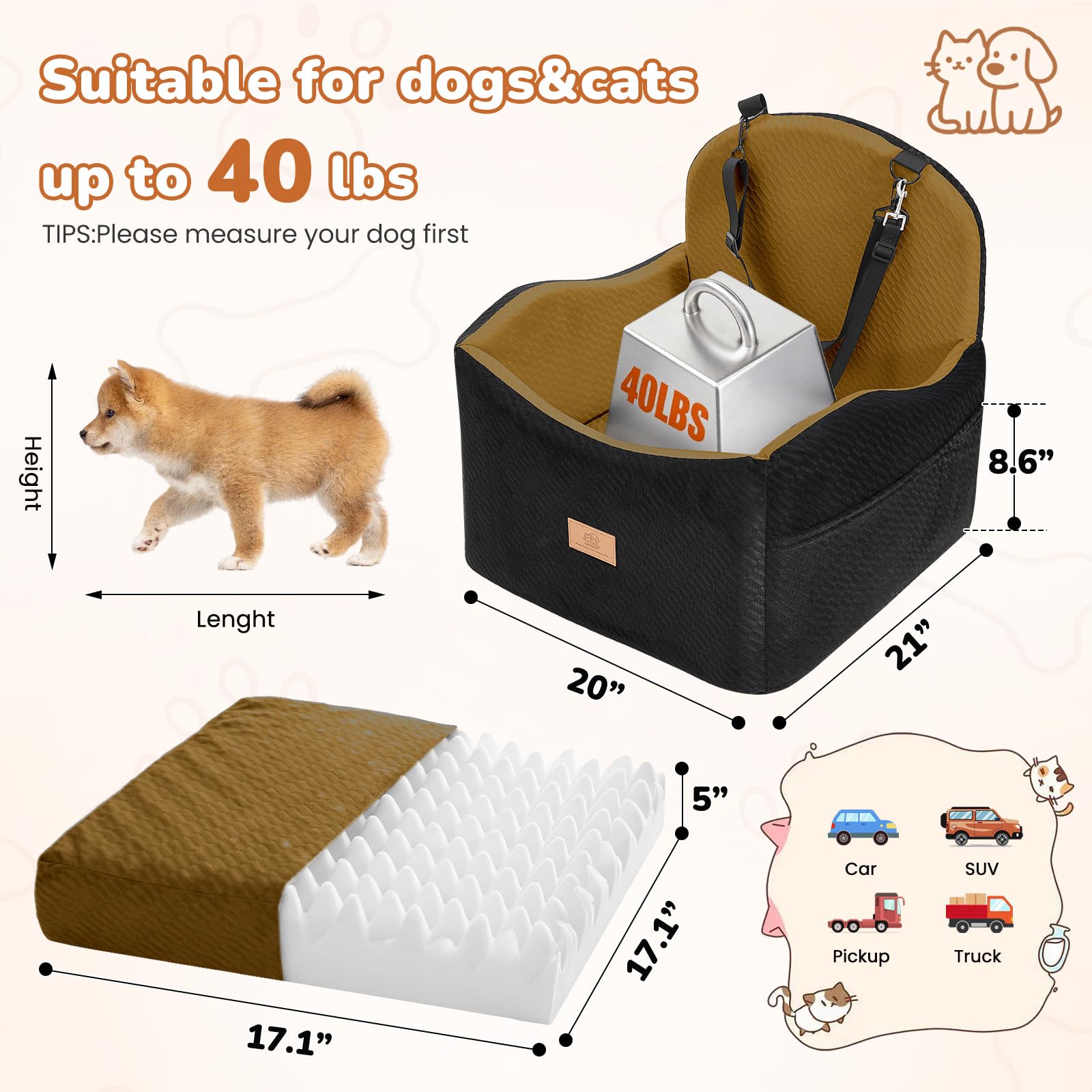 LUXYBEE 40lbs-fit demonstrates compatibility with small to medium dogs.