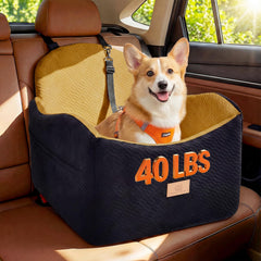 LUXYBEE dog car seat elevated-view shows small dogs enjoying scenery.