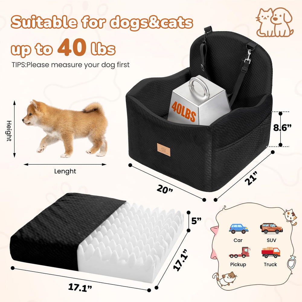 Supports pets up to 40 lbs in cars and SUVs.