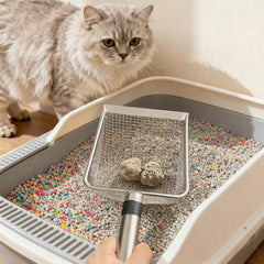 Luxzio litter scoop with 5mm mesh for larger clumps and multi-cat use.