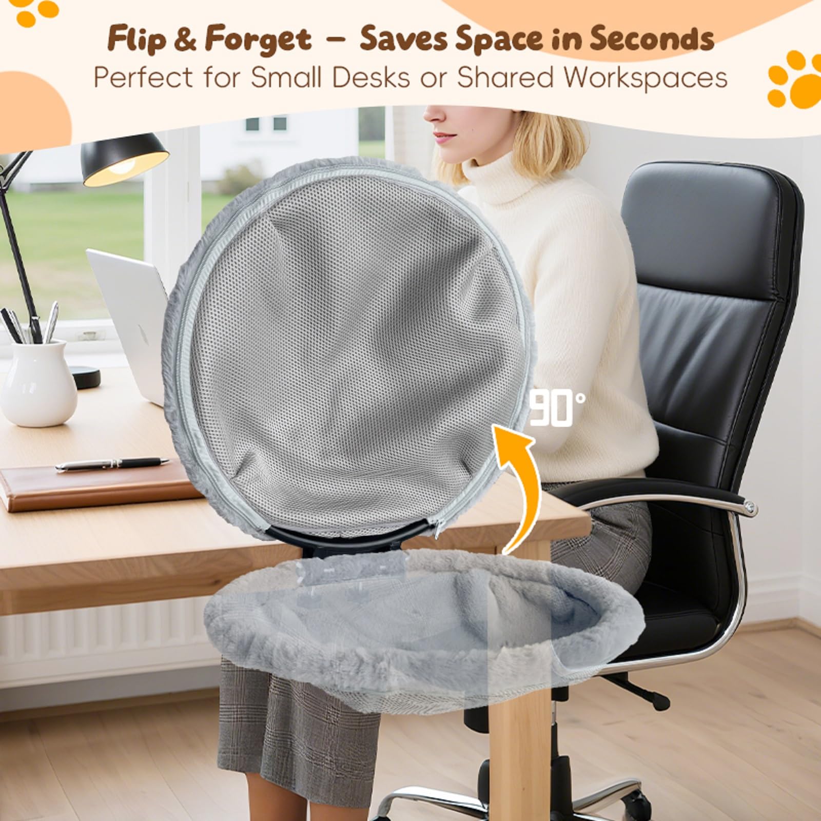 L&W BROS cat desk bed 18x18 cozy cave provides safe observation while you work.
