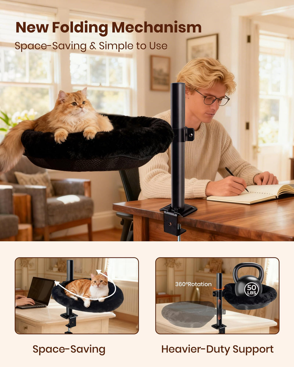 L&W BROS cat desk bed plush fleece cover for cozy naps