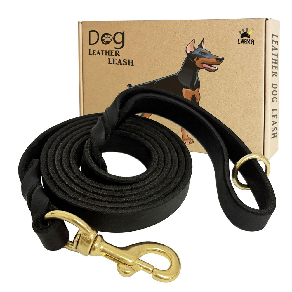 LWBMG leather dog leash with braided texture for durable daily walks