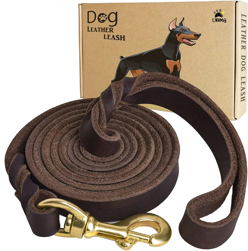 LWBMG leather dog leash with braided texture for durable daily use