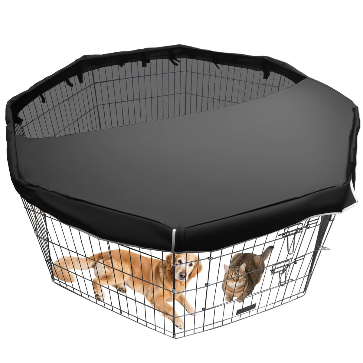 LWFCOEE dog pen cover side view for secure shade and outdoor play.