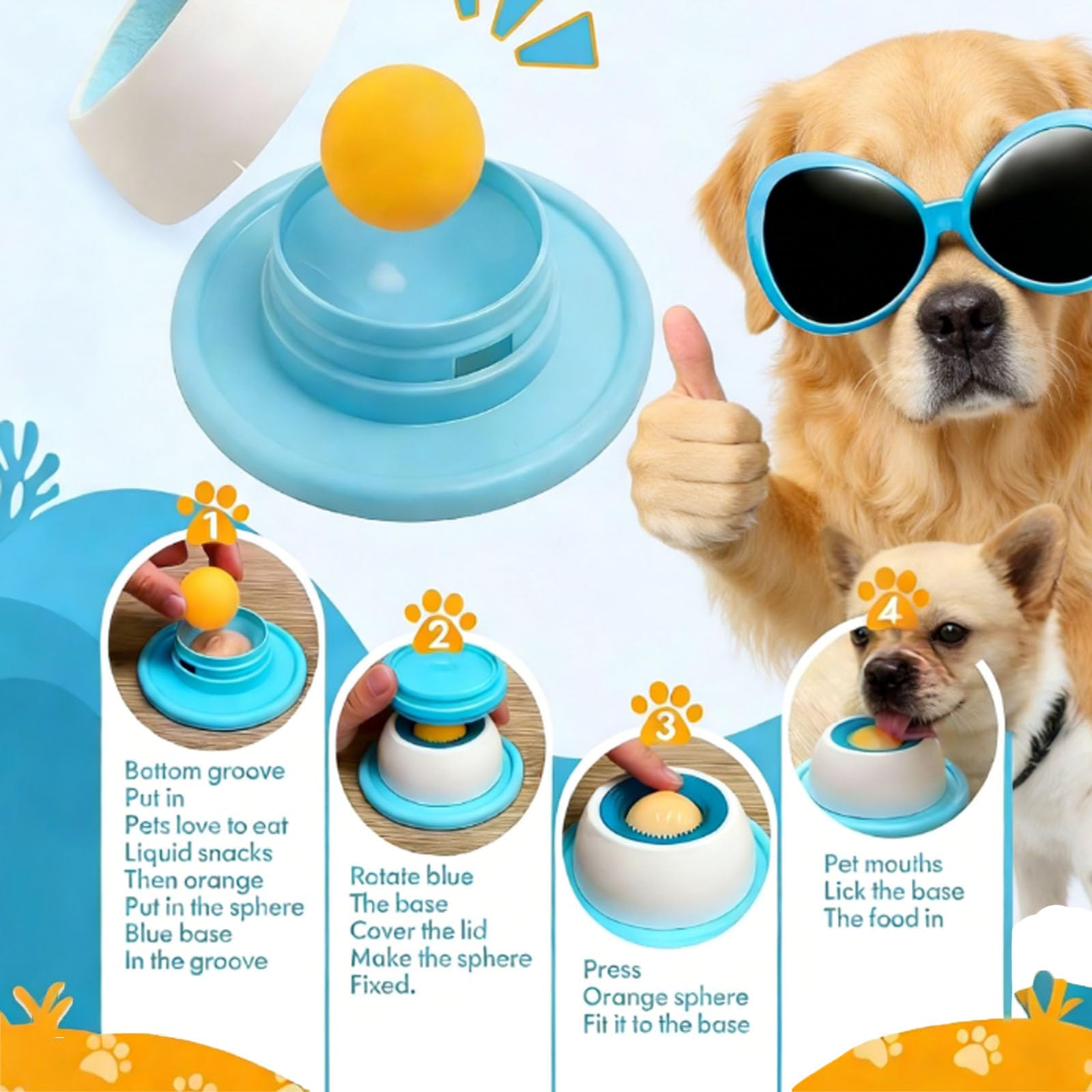 LWPFSD Blue color dog bowl highlights design for post-op nutrition.