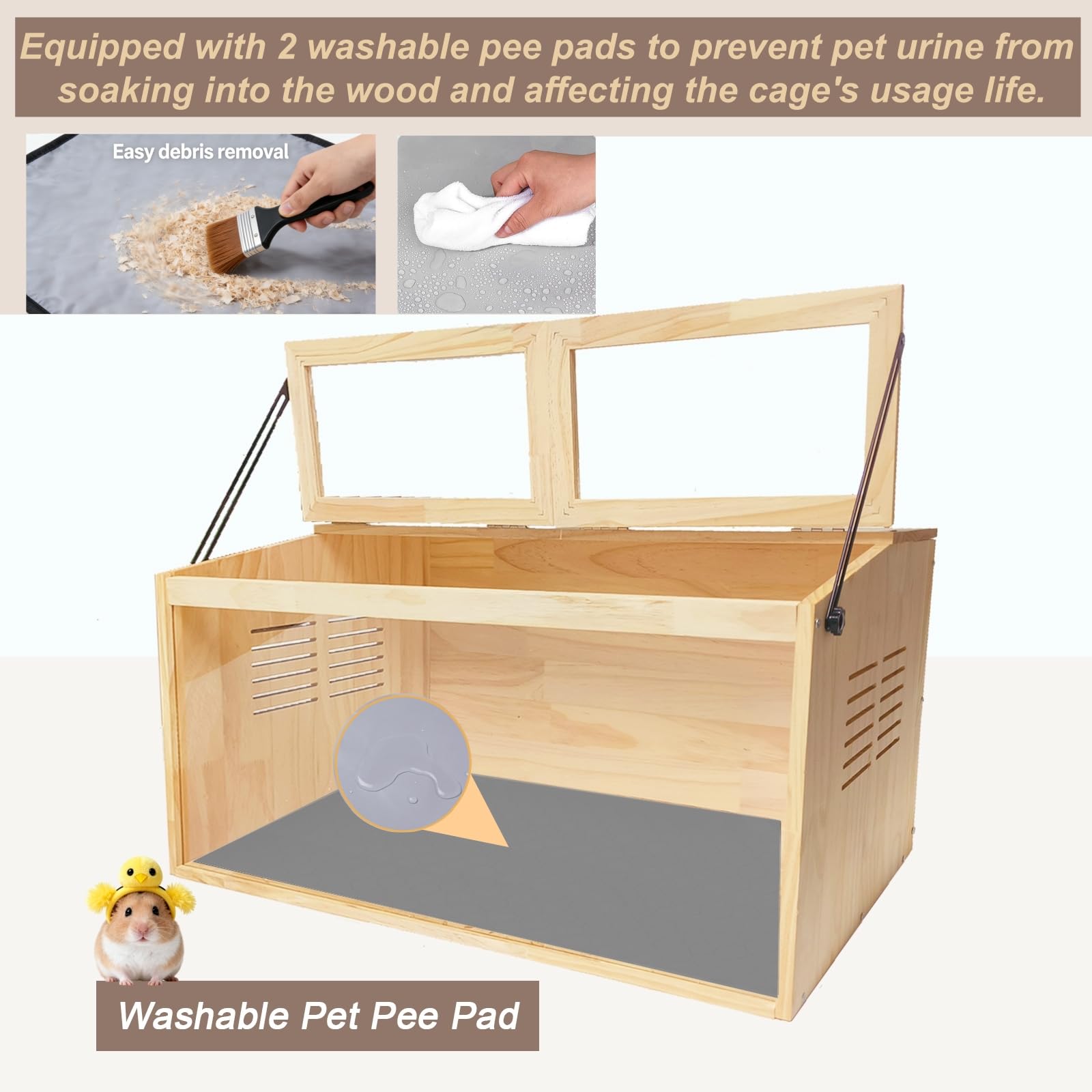 LWYMX wooden hamster cage features easy cleaning access for quick maintenance.