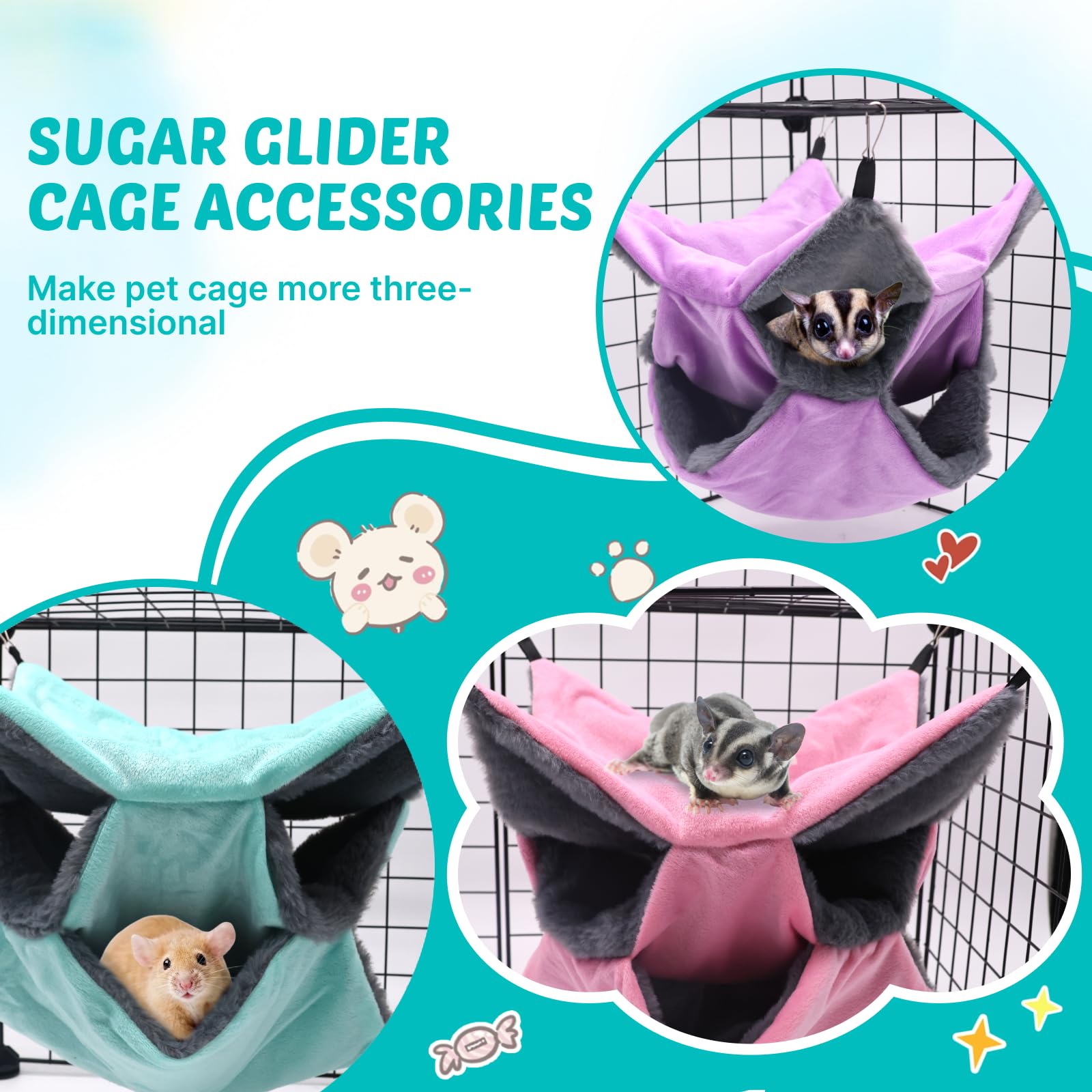 LYART 3-layer hammock design adds vertical depth to your pet cage.