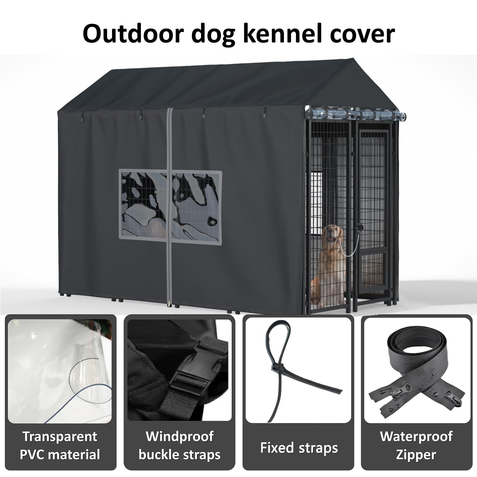 LYBOSH kennel cover front door window PVC lets light in while guarding against rain.