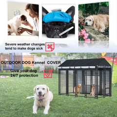 LYBOSH kennel cover side rolled-up for ventilation and summer comfort.