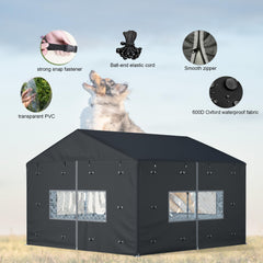 LYBOSH kennel cover with window view allows interaction while sheltering