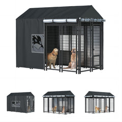 LYBOSH outdoor kennel cover fully protects an 8x4x6 kennel from rain and wind.