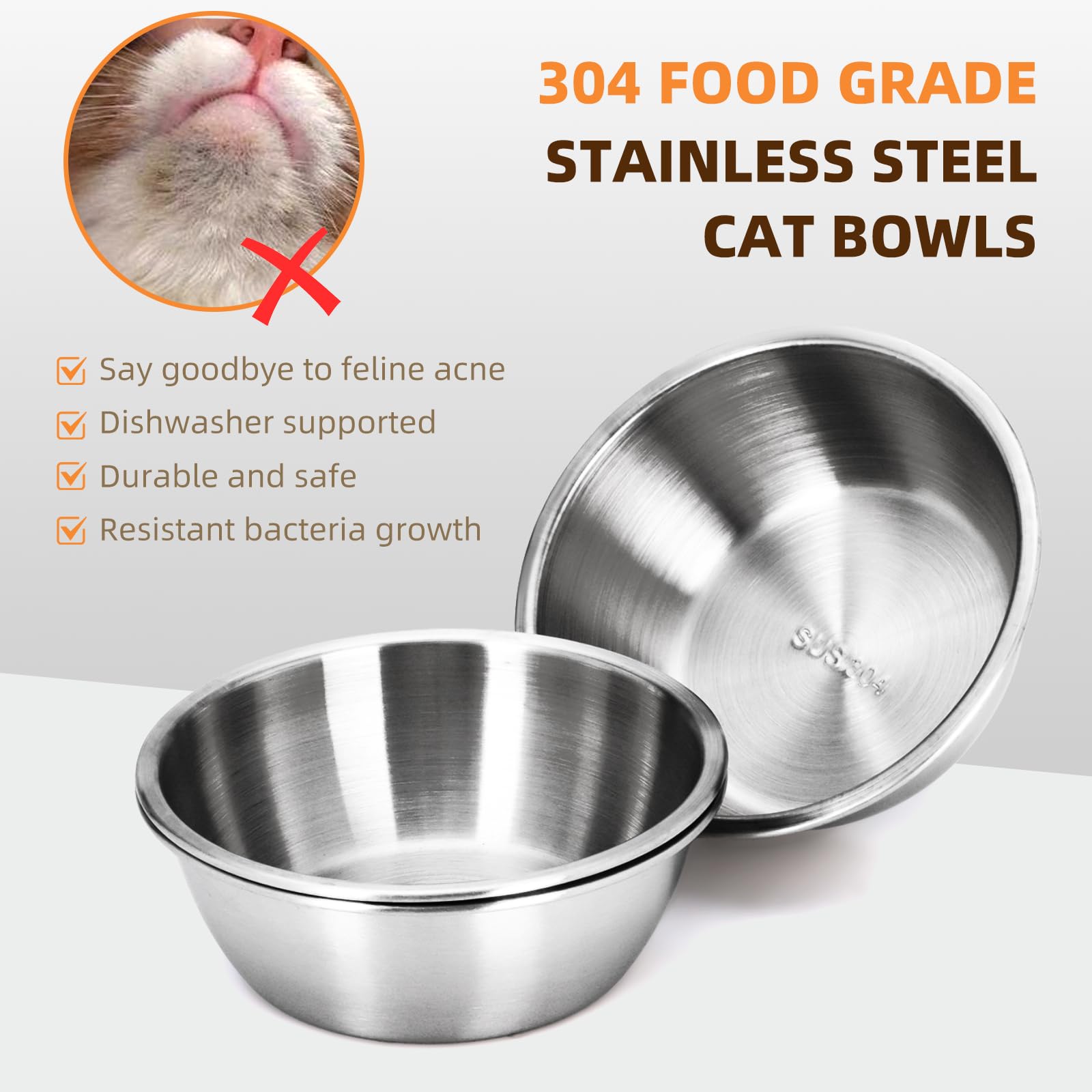 LYCC 304 stainless steel bowls resist rust for hygienic meals.