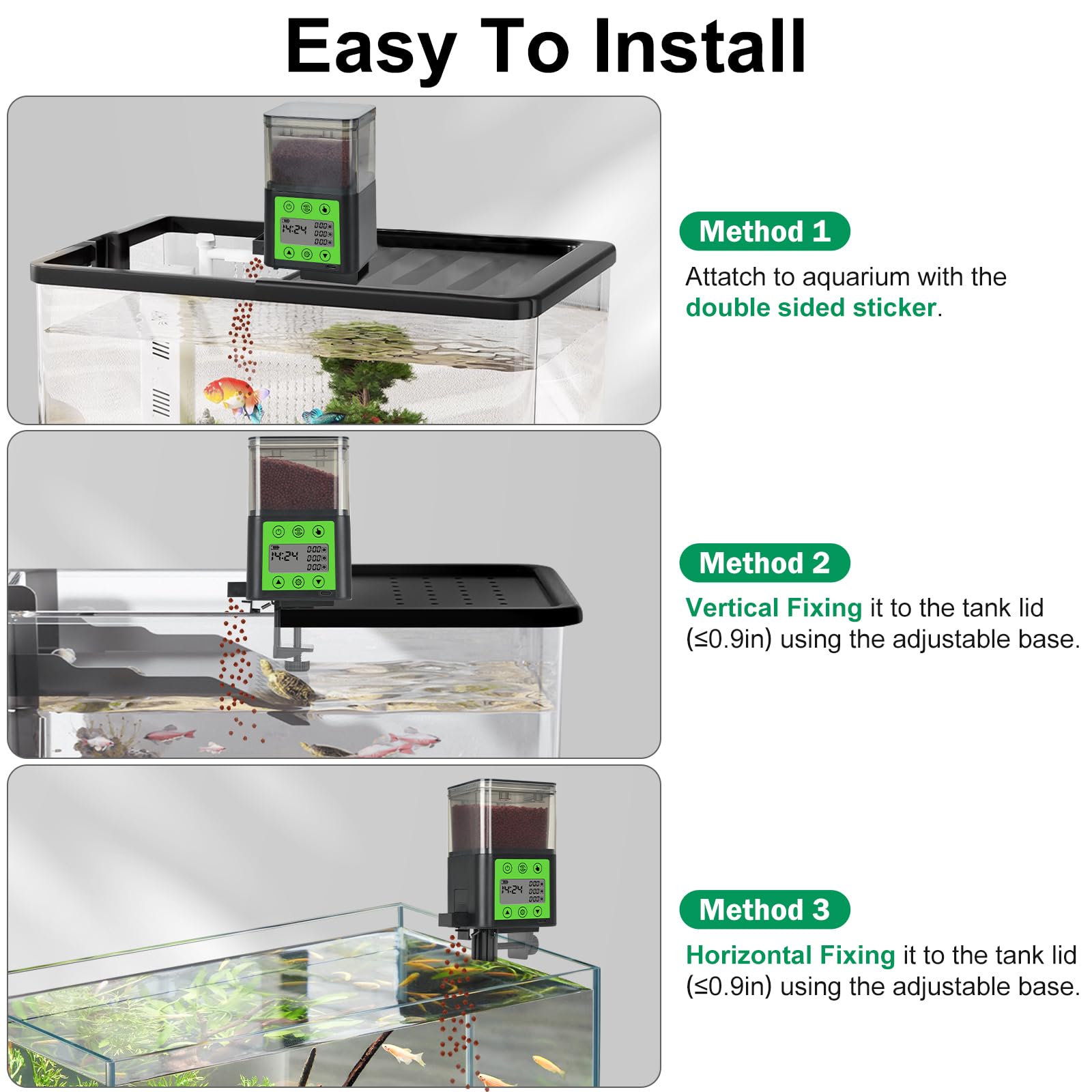 Lychee automatic fish feeder in-use during vacation demonstrates reliable care.
