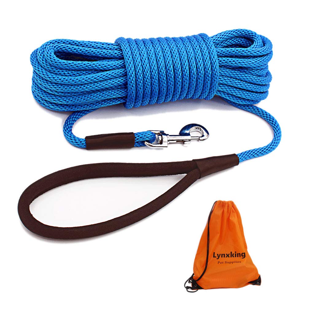 Lynxking Check Cord Dog Leash 10ft blue for reliable training and gentle control.