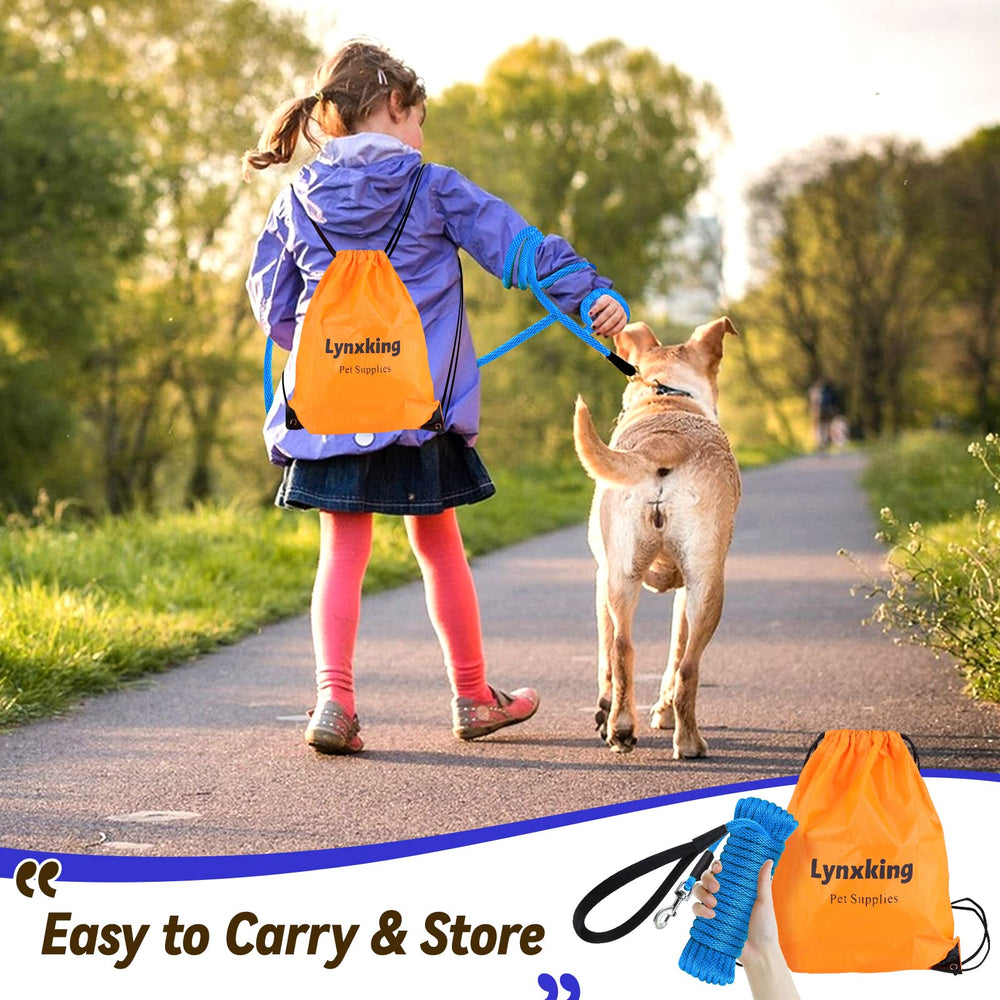 Blue Lynxking Check Cord leash in 30ft length for versatile distance training sessions.