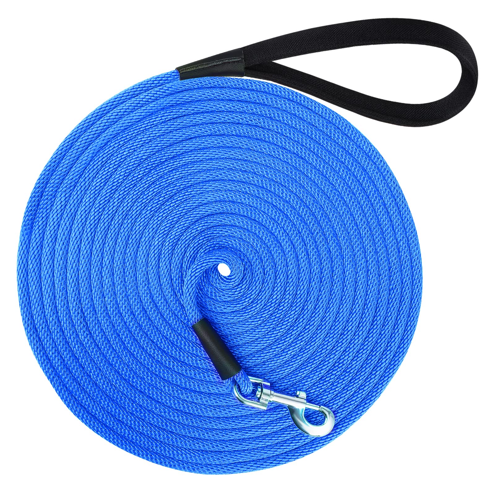Lynxking Check Cord Dog Leash in-use blue during outdoor play.