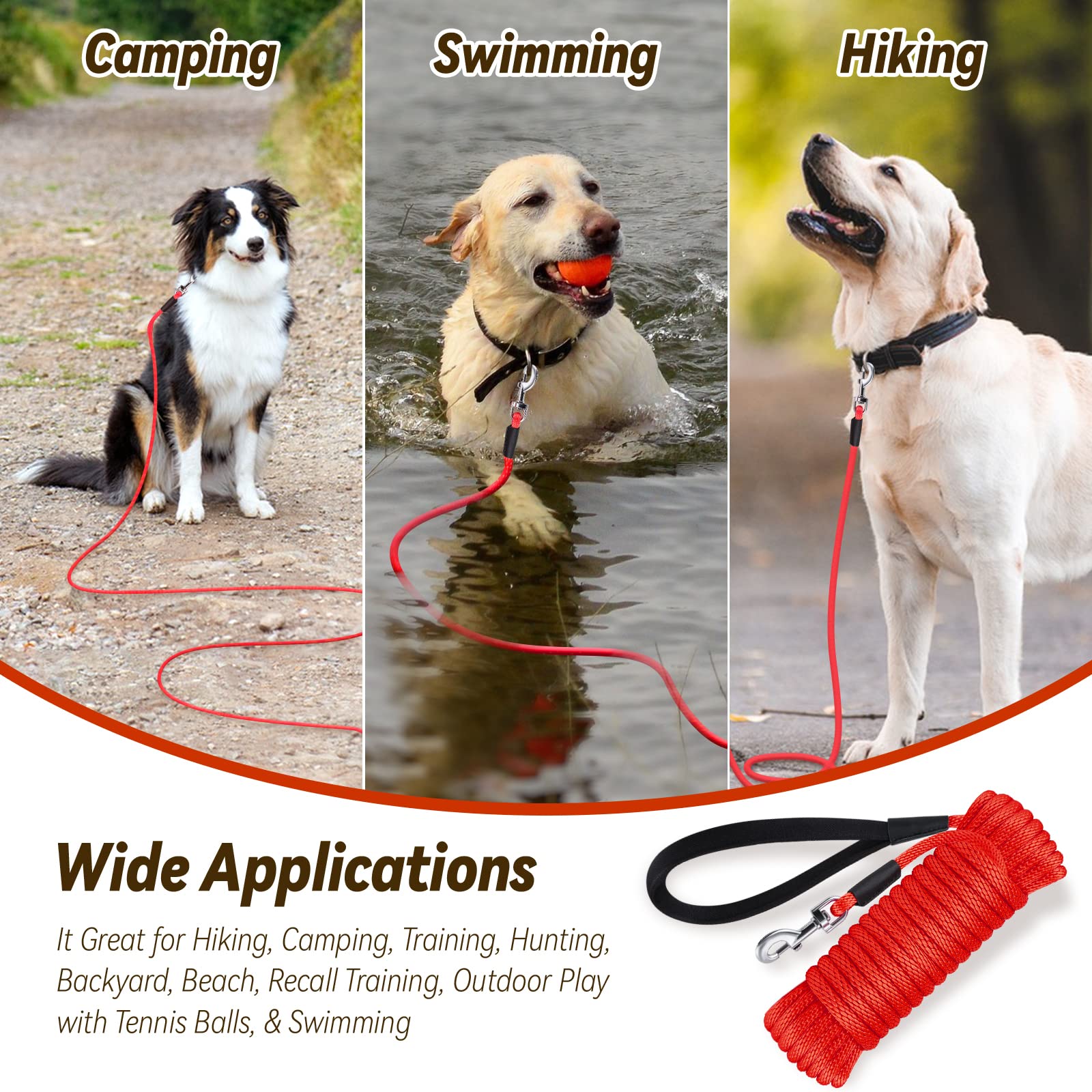 Lynxking Check Cord Dog Leash demonstrated for hiking and outdoor recall tasks.
