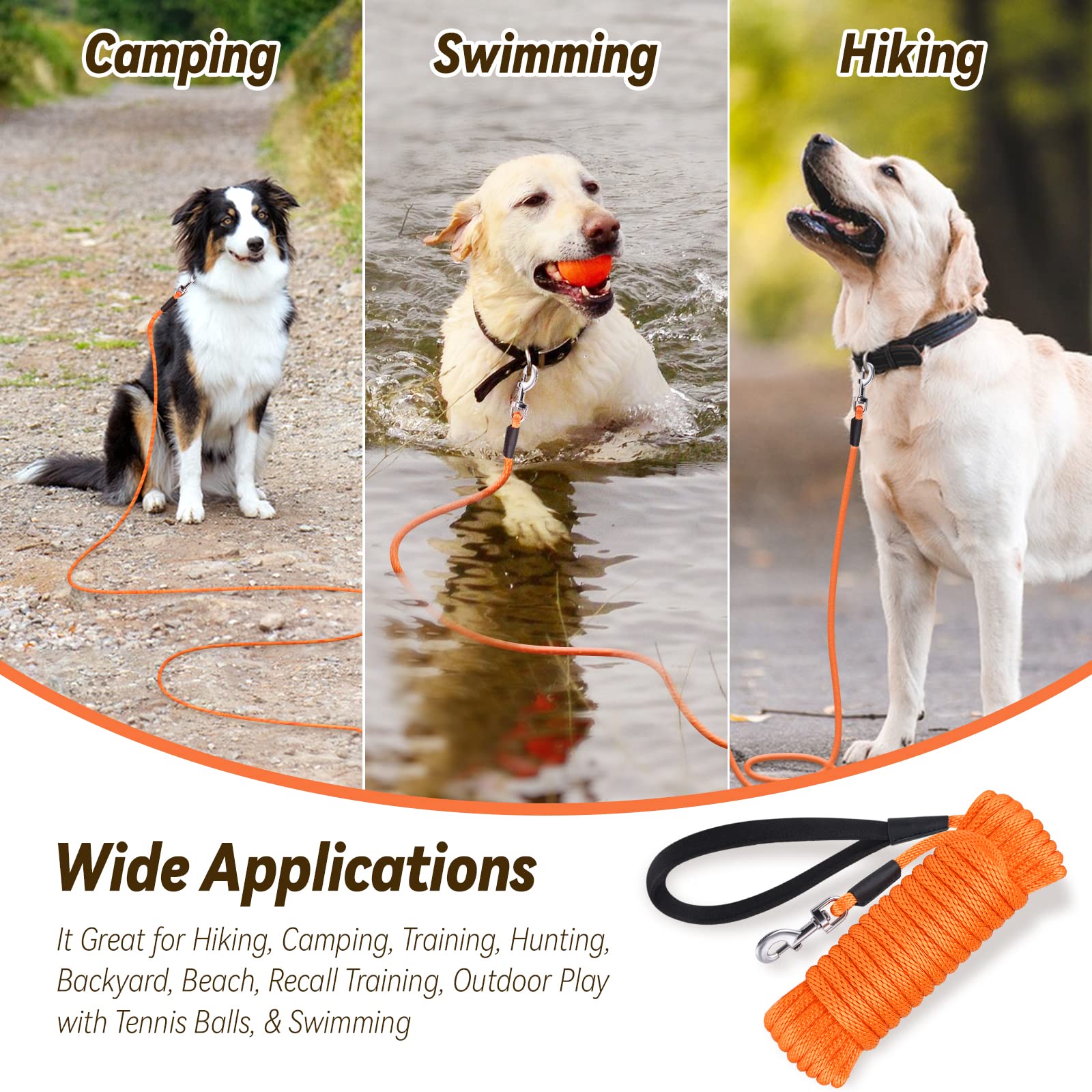 Lynxking Check Cord leash with soft double-handle for comfortable grip.