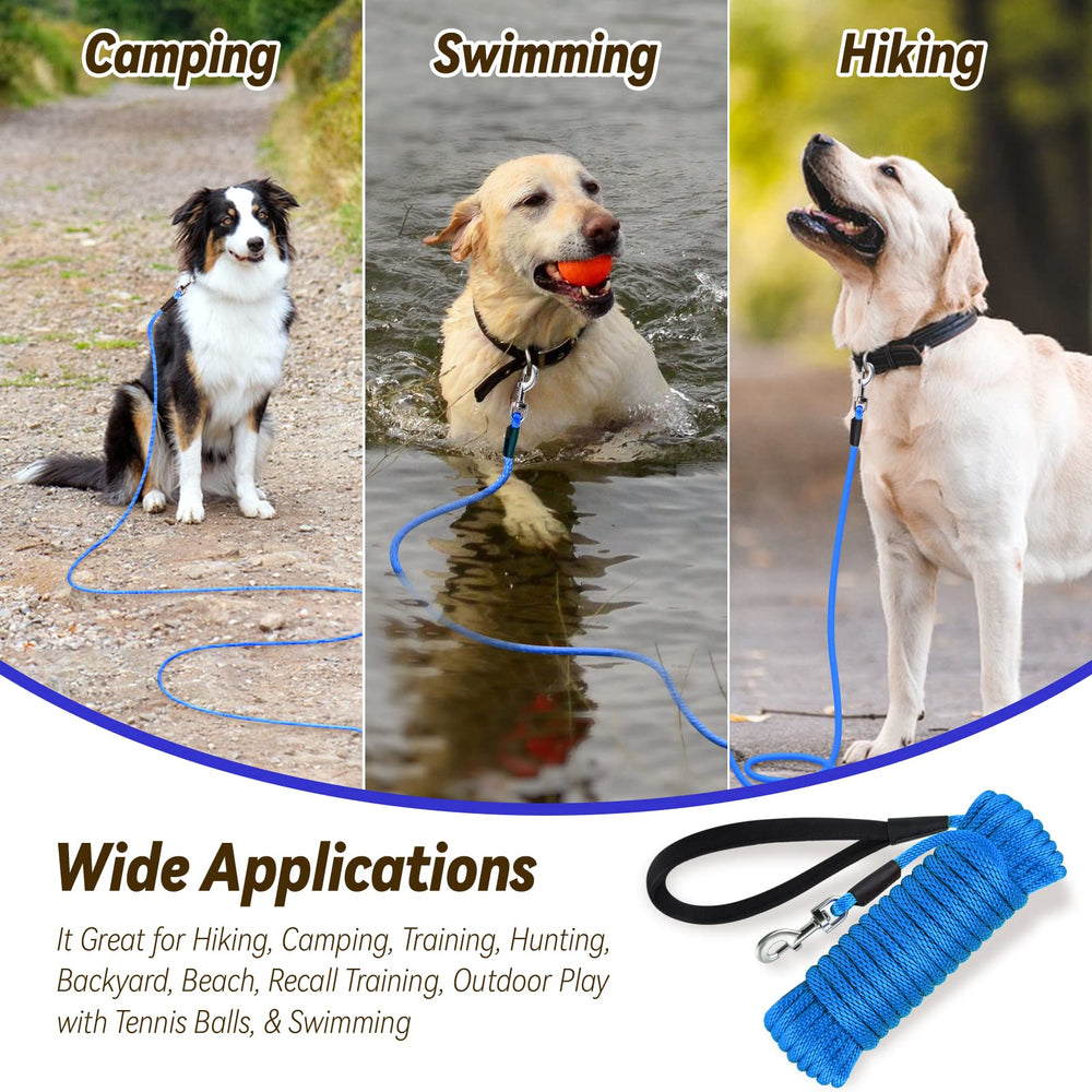 Lynxking Check Cord Dog Leash soft double-layer handle blue for comfort.