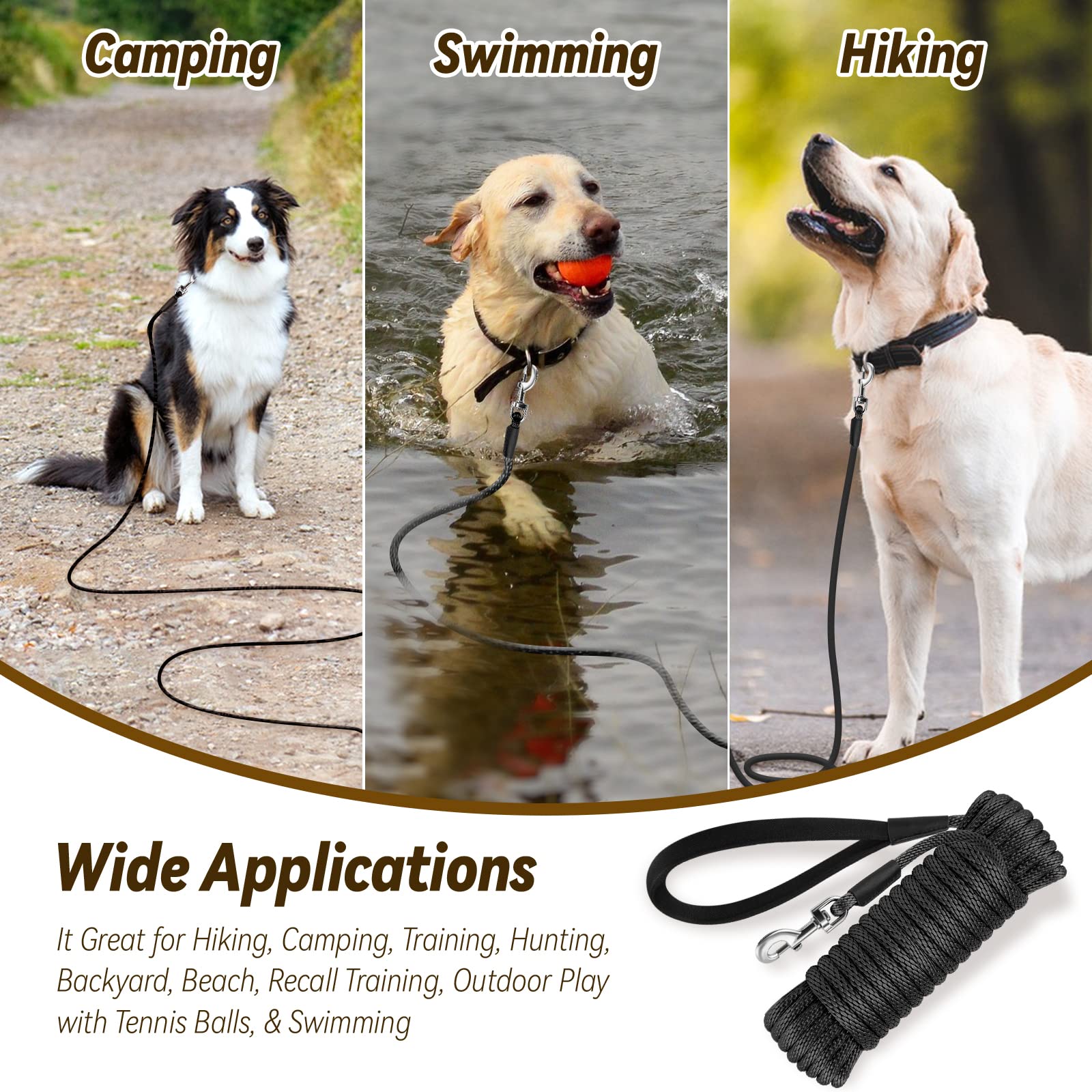 Lynxking Check Cord Leash available in 10 to 50 ft lengths for versatile training