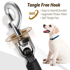 Lynxking Check Cord Leash 15ft black soft handle for comfortable walks.