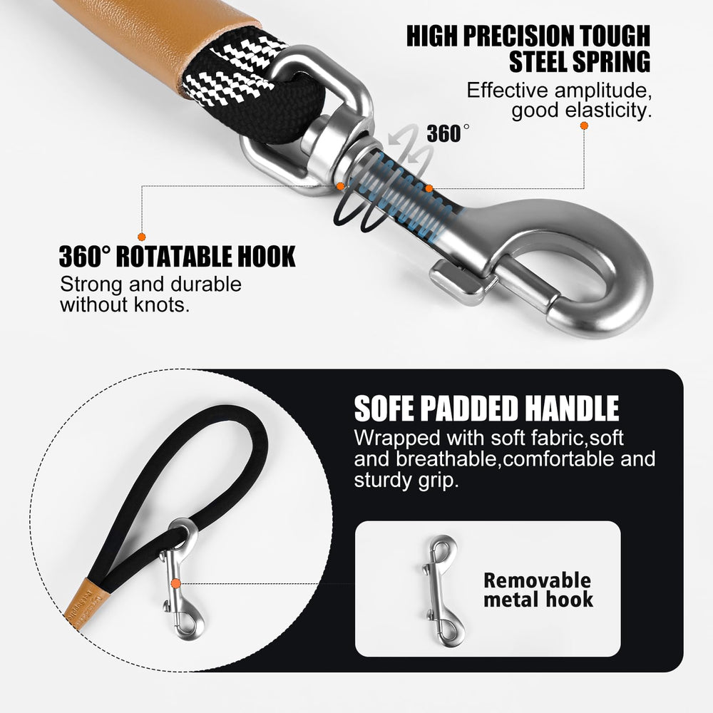 Lynxking Long Dog Leash 360-swivel-snap prevents tangling during training.