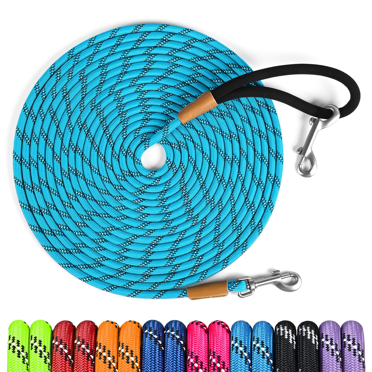 Lynxking long dog leash with padded handle for comfortable training sessions.