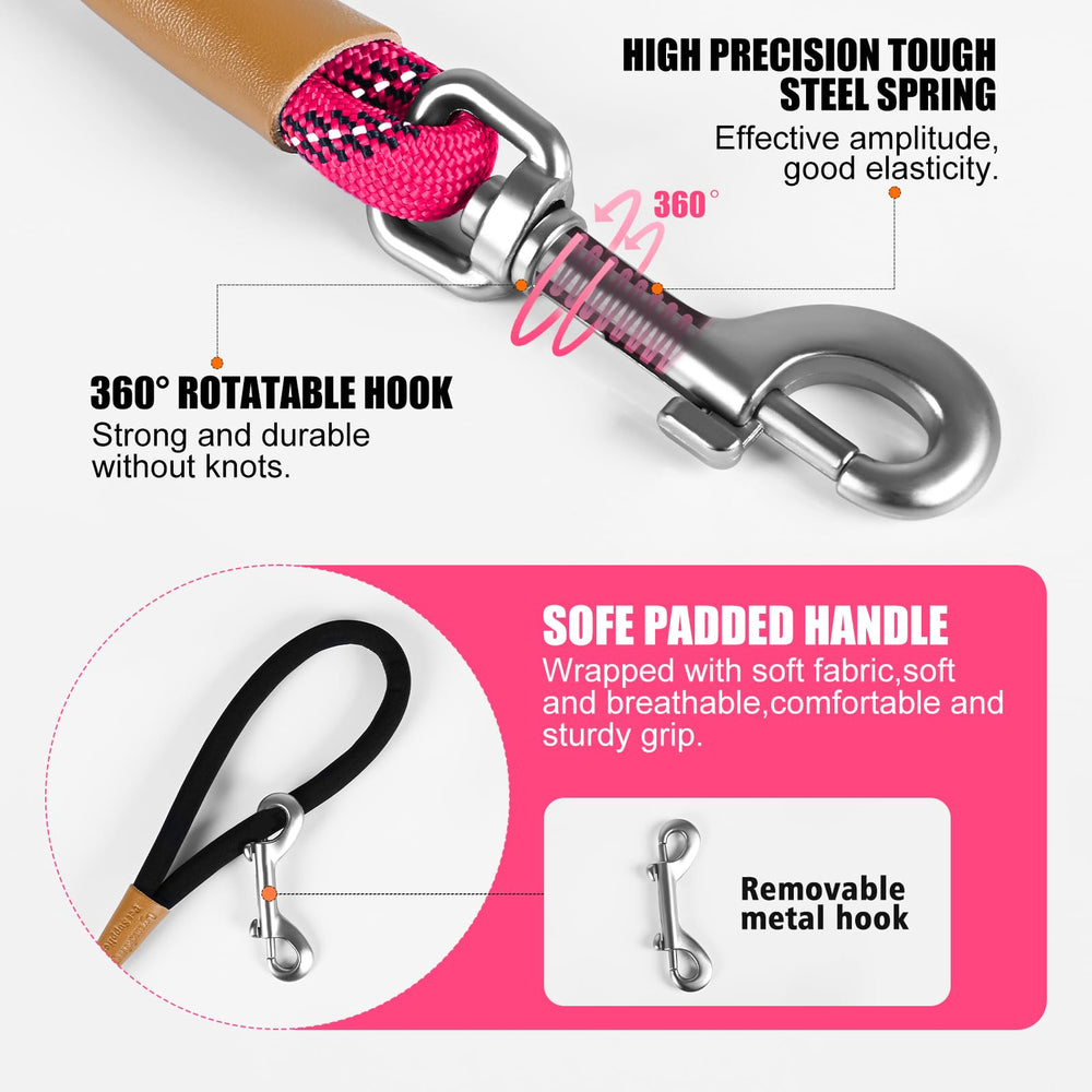 Lynxking long dog leash 50ft pink provides extended reach for safe recall and exploration.