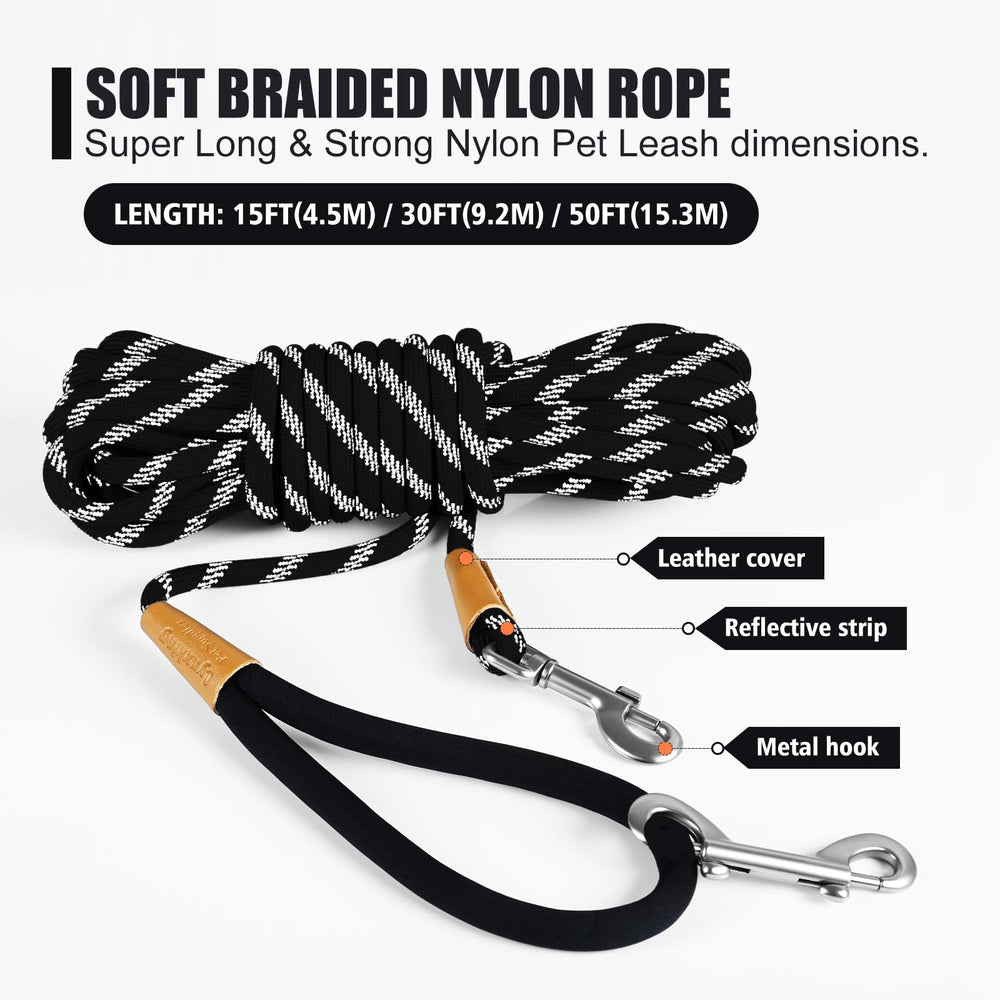Lynxking Long Dog Leash reflective-strap enhances night visibility.