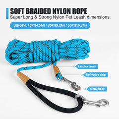 Lynxking long dog leash with reflective straps for safer night walks.