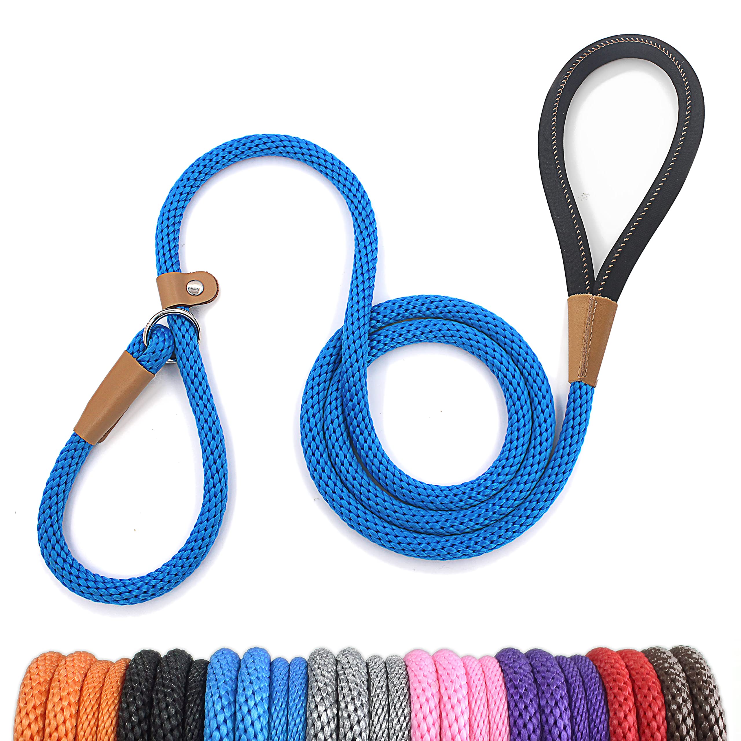 Lynxking slip lead 6ft pair in braided nylon for easy, no-collar training.