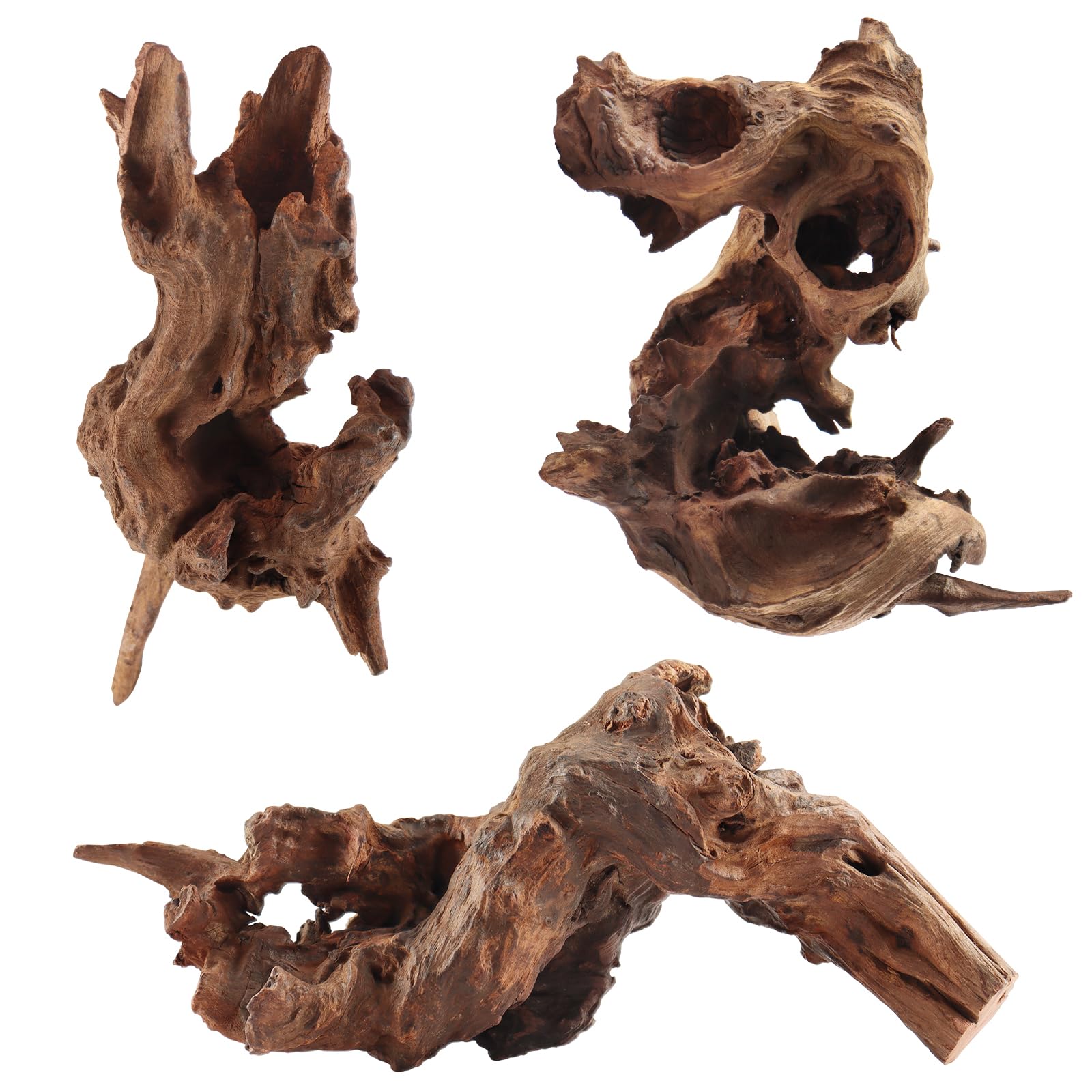 LYPHARD AQUARIUMS driftwood 3-piece set close-up showing natural twisted texture for aquascapes