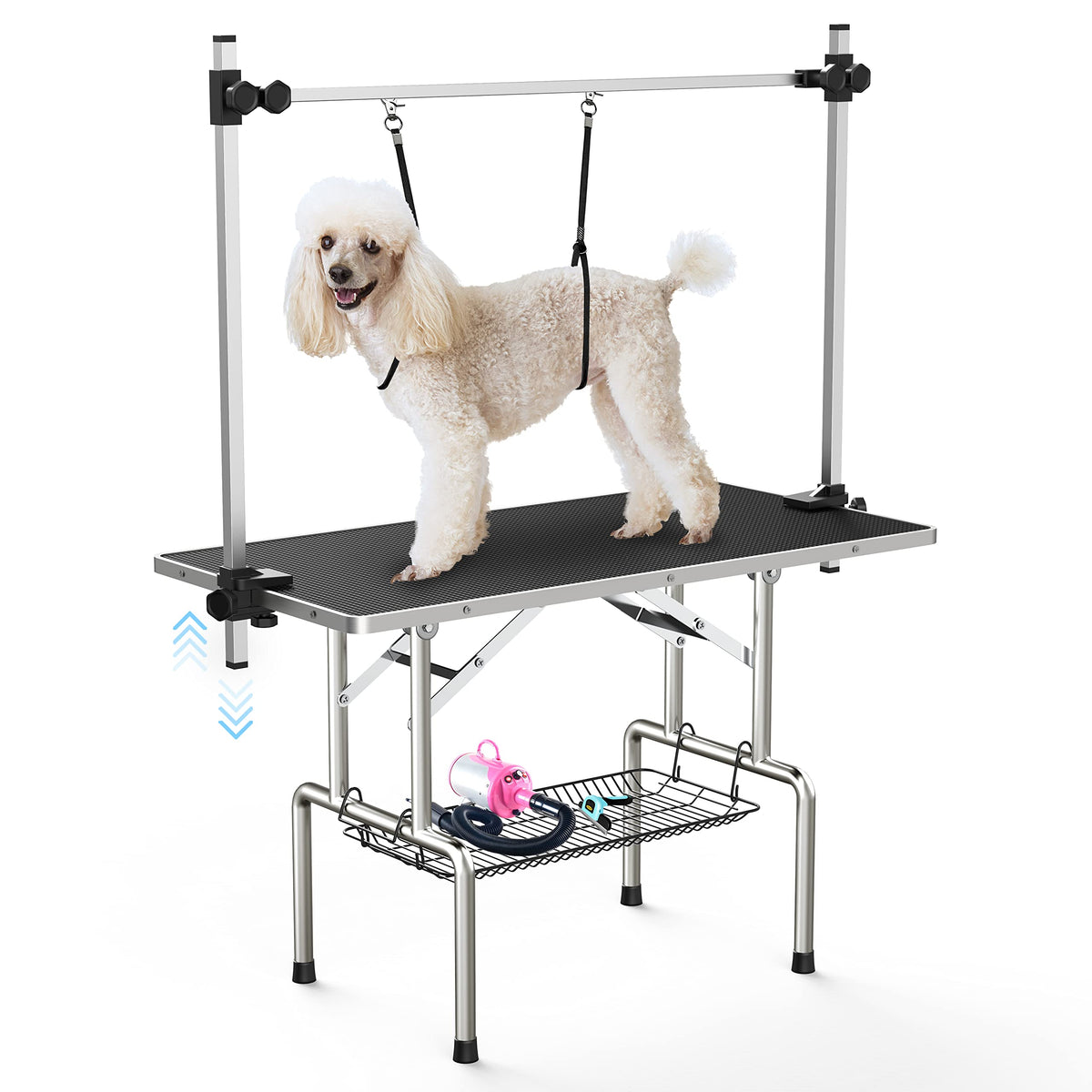 Lyromix 36-inch grooming table arm shown at adjustable height for different sizes