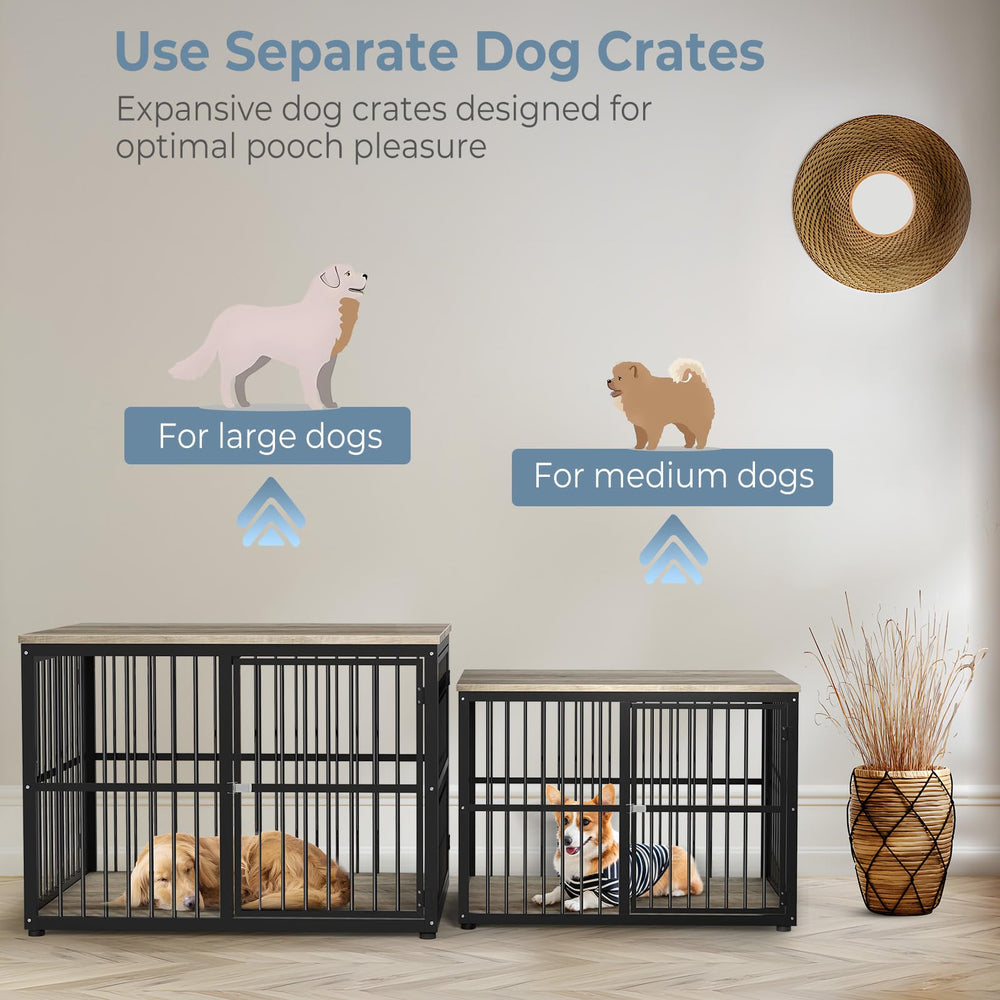 Lyromix 43'' dog crate end table in living room blends style with function.