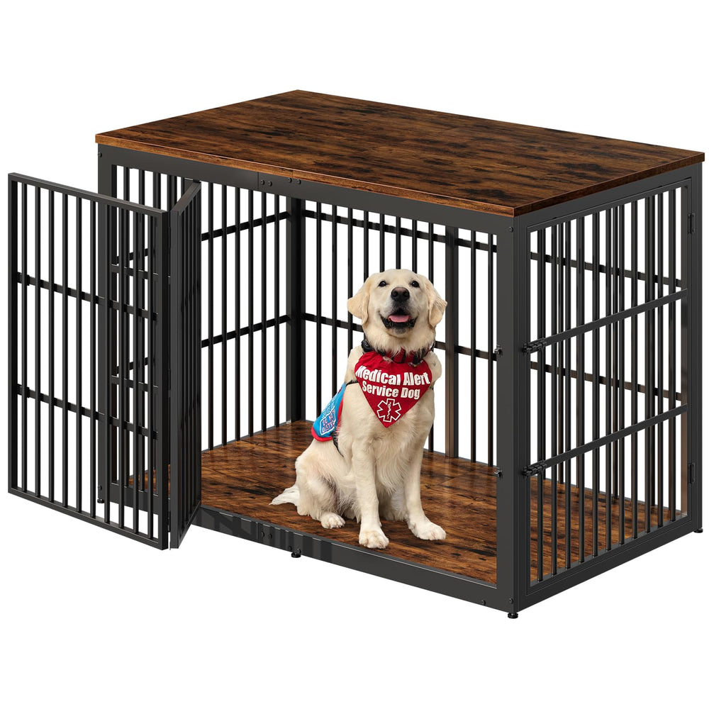 Lyromix 54-inch dog crate front view with foldable door for easy access