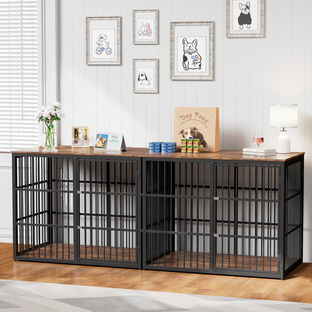 Lyromix 94-48 inch dog crate furniture with TV stand configuration offering space saving