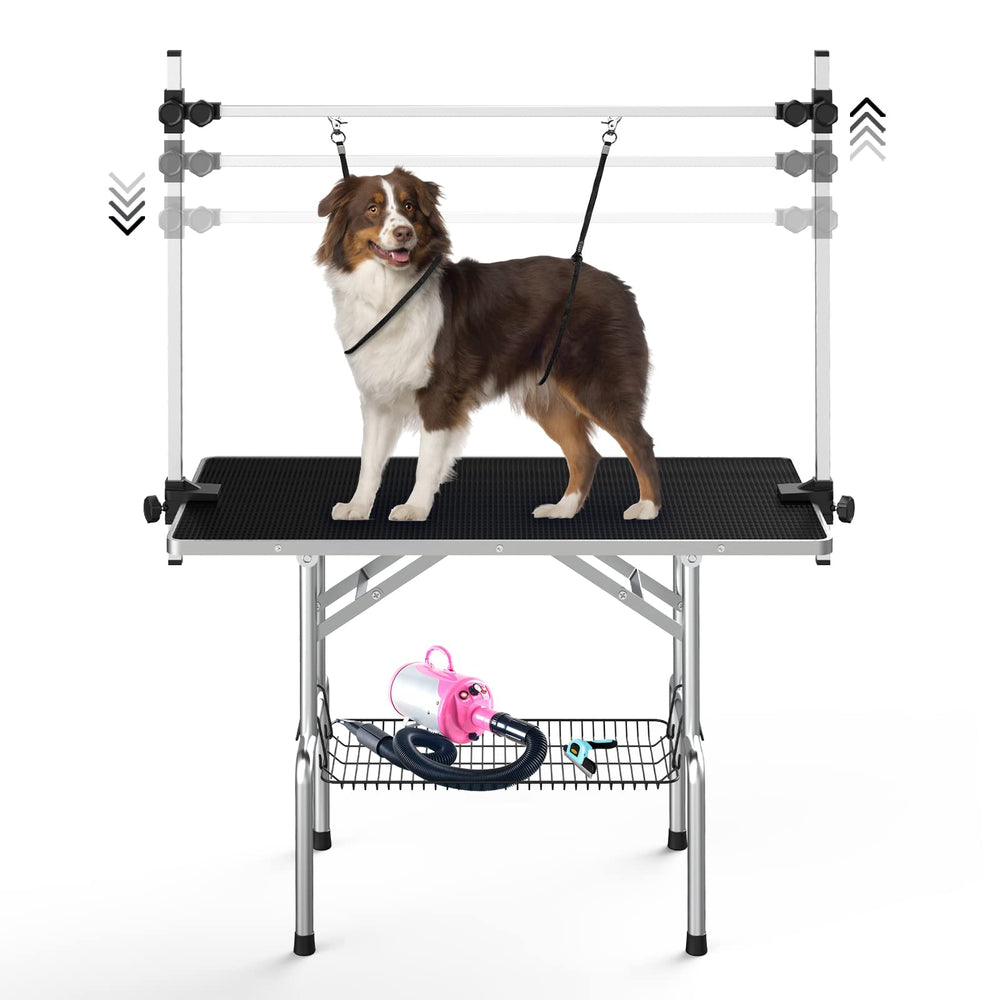 Lyromix dog grooming table with adjustable arm for versatile grooming sessions.