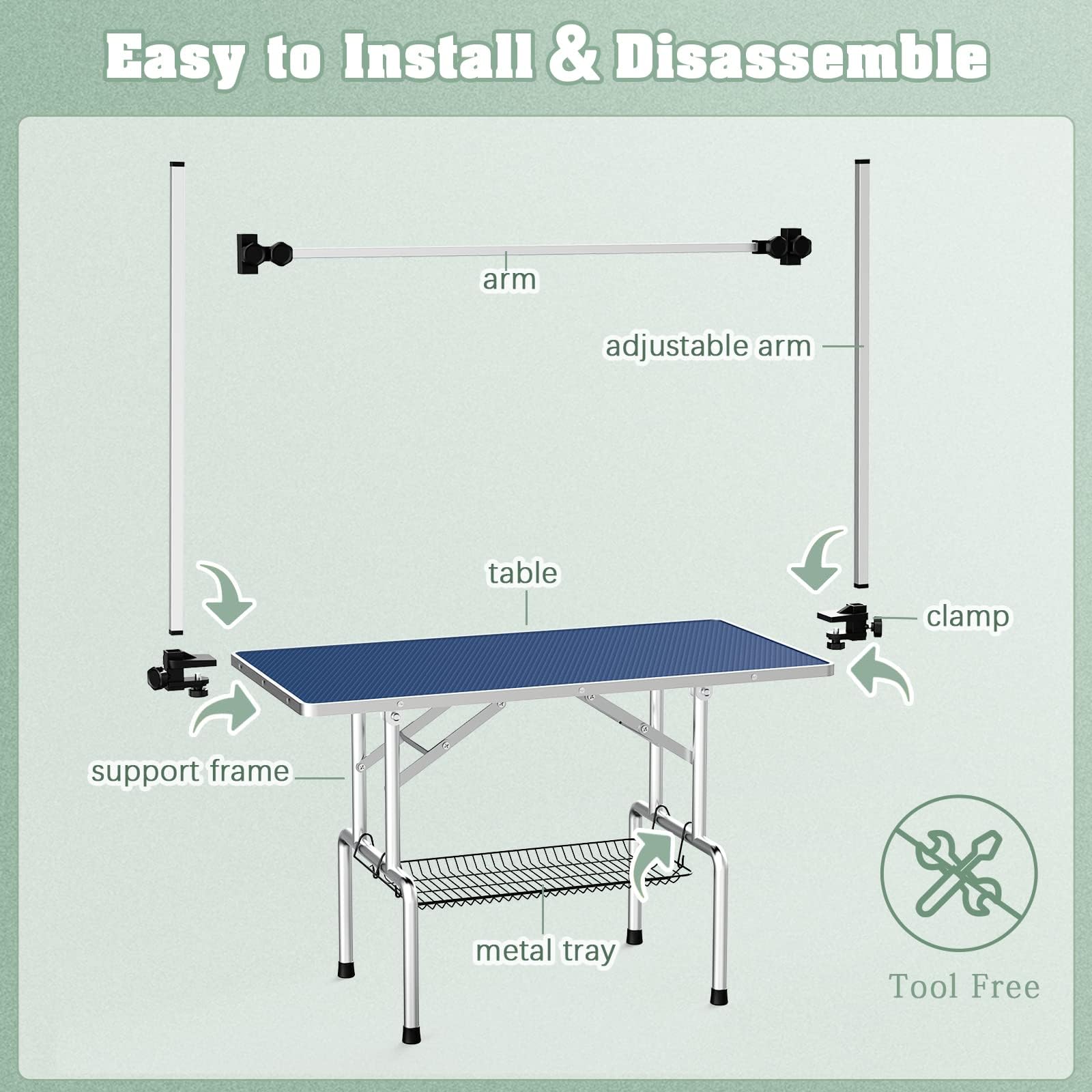 Lyromix navy-finish grooming table adds professional home look