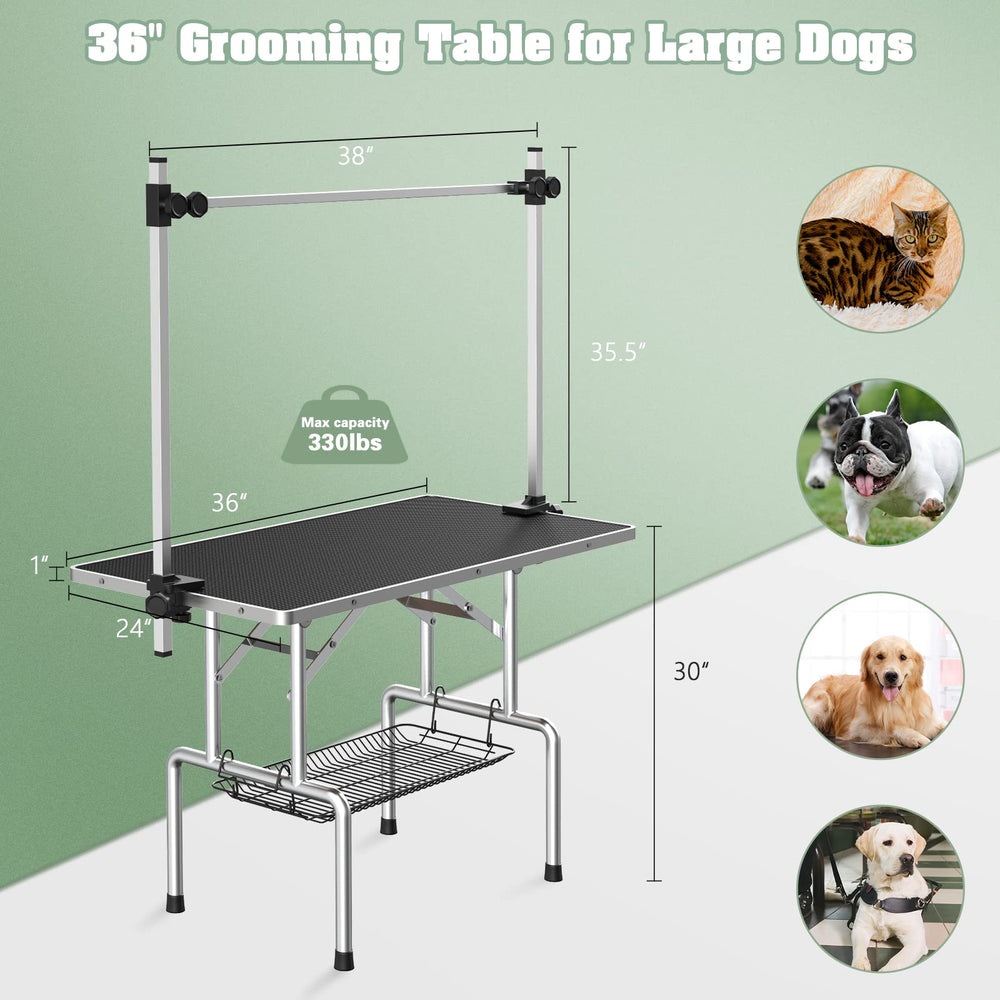Lyromix grooming table with non-slip feet to prevent movement on damp floors.